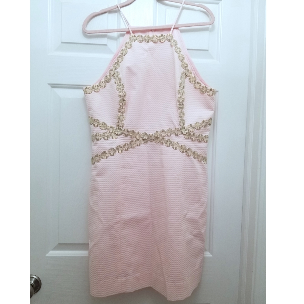 Lilly Pulitzer NWOT Pearl Shift Dress size 16 pink and gold